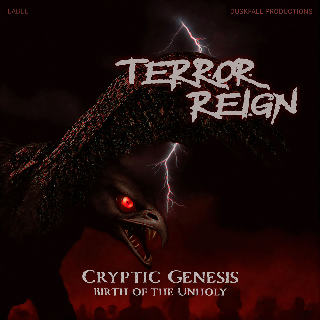 2D view of Premade Heavy Metal & Gothic Metal Album Cover - Crowshead #17665 | AlbumArtZone*